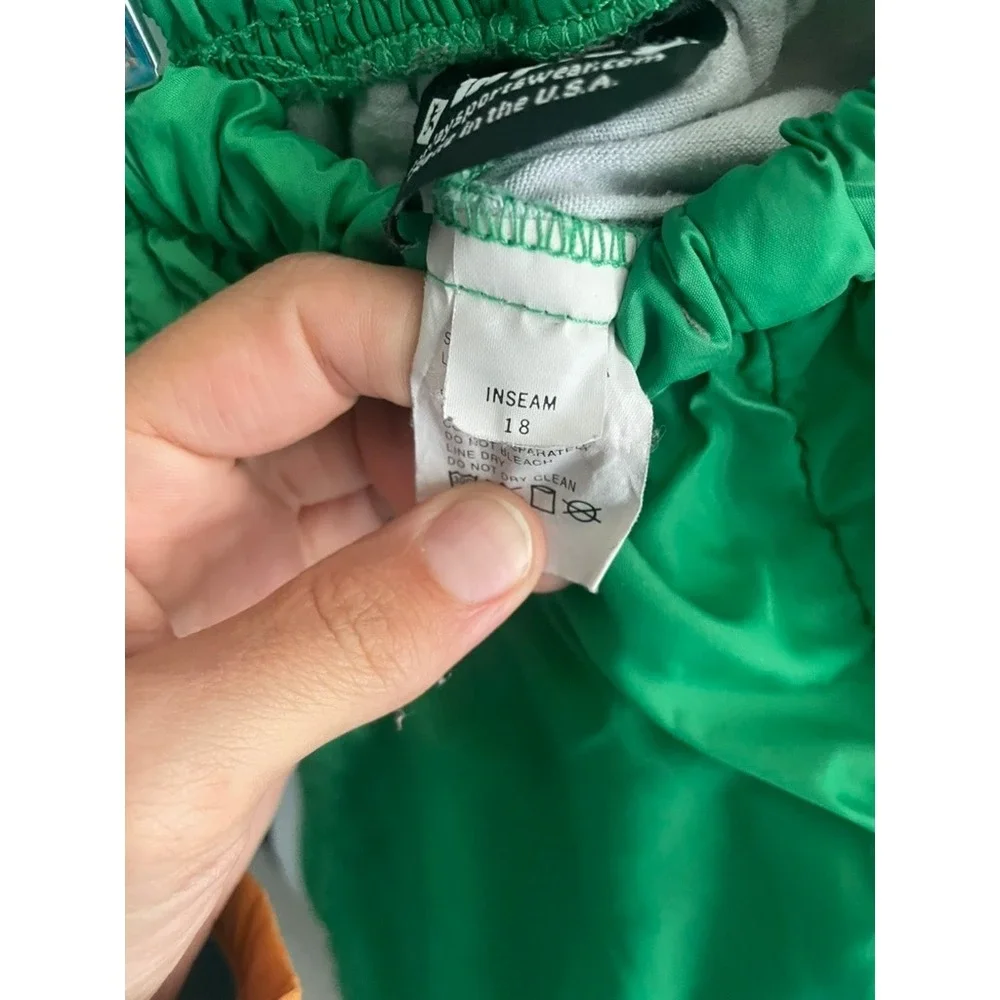 Vintage In Play UND Hockey Kids Small Green Nylon Track Pants Made in USA